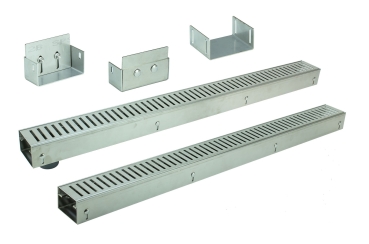 Edelstahlentwässerungsrinnen Bauhöhe 60 bis 80mm, Rost Schlitzdesign SET Typ 2